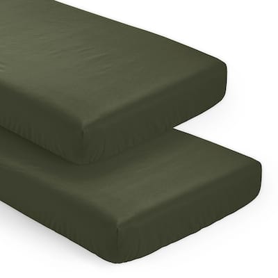 Woodland Camo Collection Boy Girl 2 Pack Fitted Crib Sheets Solid Dark Green Hunter Forest Solid Color Olive for Rustic Deer