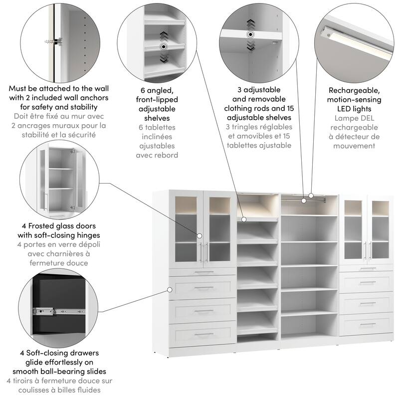 Bestar Florence 132W x 25D Walk-In Closet Organizer System, Shaker