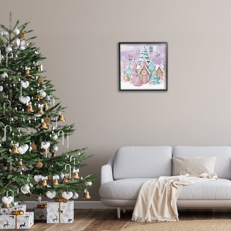 Stupell Gingerbread Candy Town Framed Giclee Art Design By Nicole DeCamp