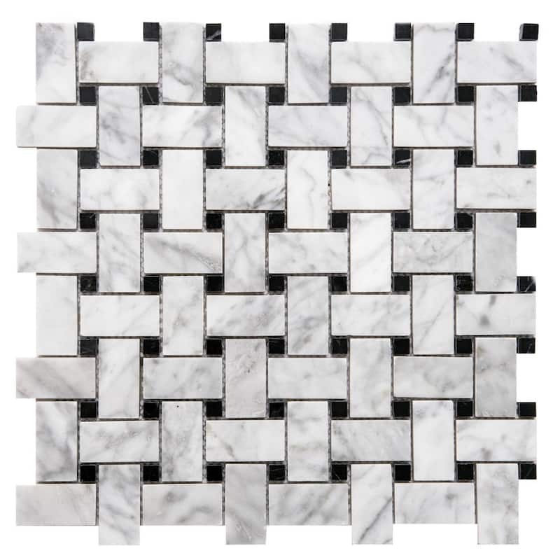 Santorini Basketweave 0.44x0.88 Marble Mosaic Tile - Floor, Wall, Backsplash