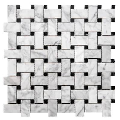 Santorini Basketweave 0.44x0.88 Marble Mosaic Tile - Floor, Wall, Backsplash