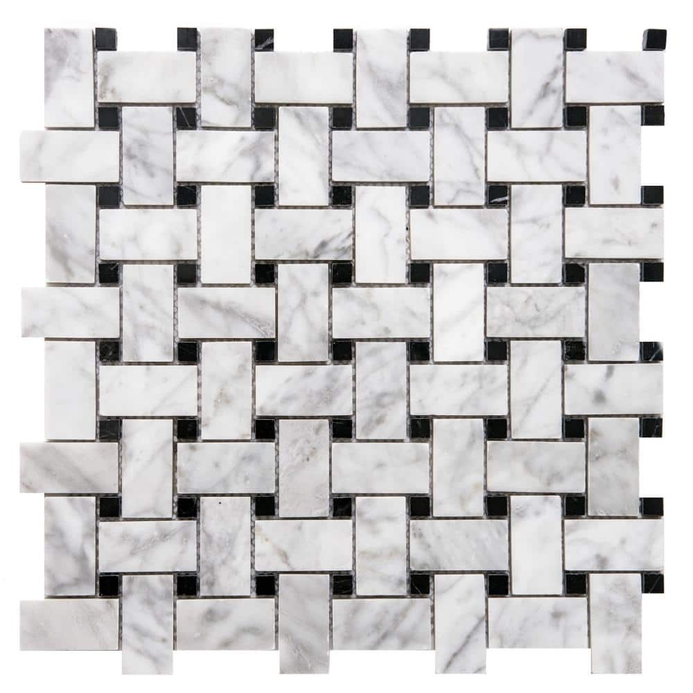 Santorini Basketweave 0.44x0.88 Marble Mosaic Tile - Floor, Wall, Backsplash