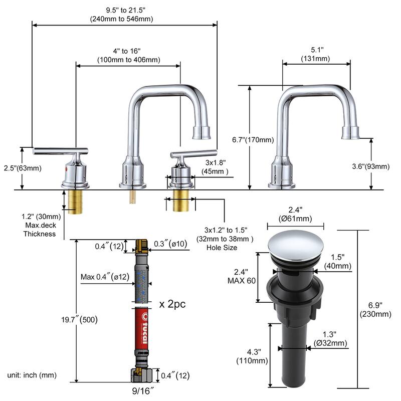 WOWOW Double Handle 8 in. Widespread Bathroom Sink Faucet
