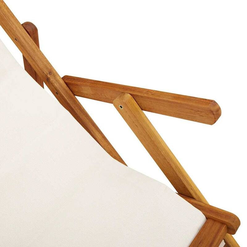 vidaXL Beach Chair 61.5 x 123 x 82cm Solid Acacia wood - 24.2 x 48.4 x 32.3 in