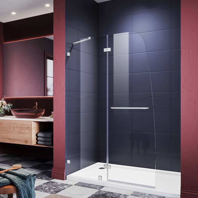 Elegant Shower Doors for Bathtub 48" W x 58" H Frameless Pivot Hinged Tub Door Excluding Bathtub - 45'' W x 58'' H - 45'' W x 58'' H - Chrome