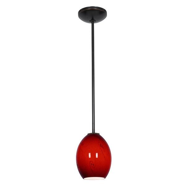 slide 2 of 2, Access Lighting Brandy FireBird Bronze Integrated LED Cord Pendant, Red Sky Shade