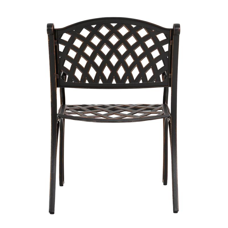 Outdoor 3-Piece Bistro Set with Umbrella Hole, Black with Gold-Painted Edge