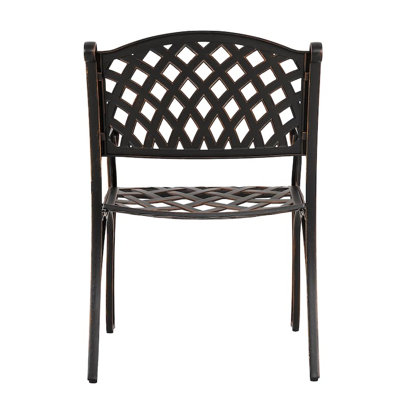 Outdoor 5-Piece Cast Aluminum Dining Set, Black with Gold-Painted Edge