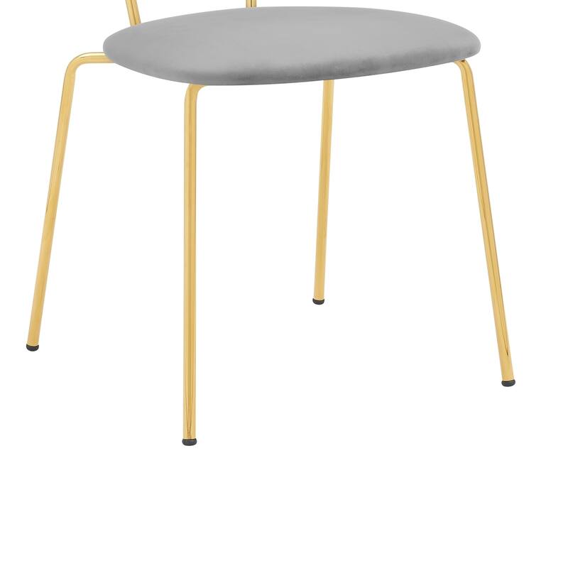 Neo Retro Gray Velvet and Gold Metal Dining Side Chairs - Set of 2