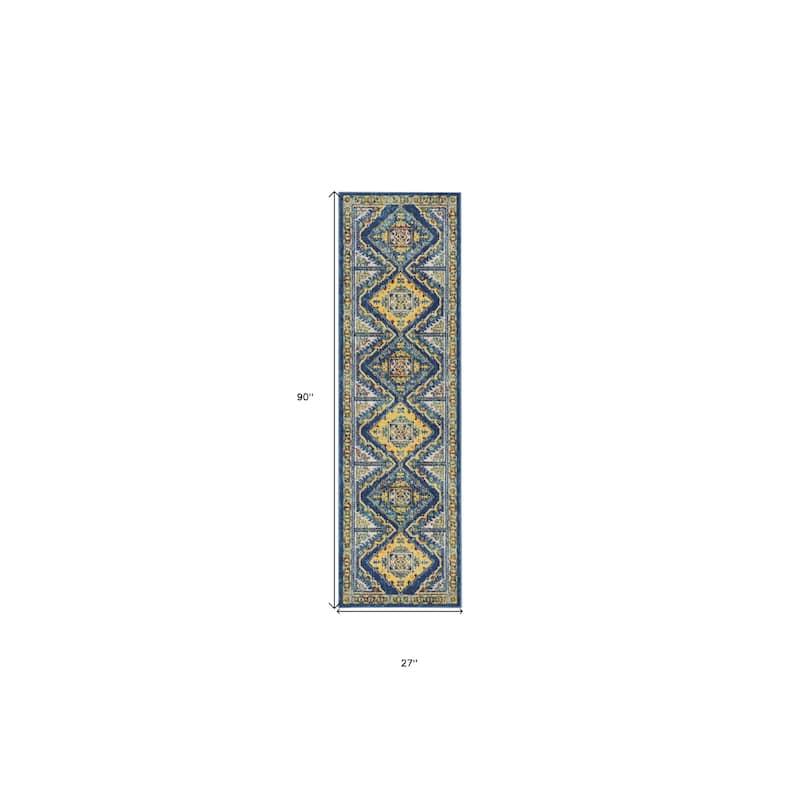 Ganef Power Loomed Geometric Modern Low Pile Durable Area Rug By HomeRoots - 90' X '27' X '0.25