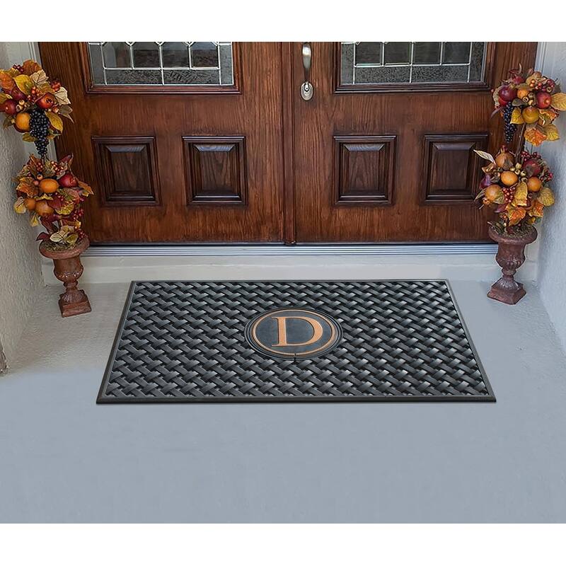 A1HC 100% Pure Rubber Monogrammed Front Door Mat 24" x39" Indoor Outdoor Doormat