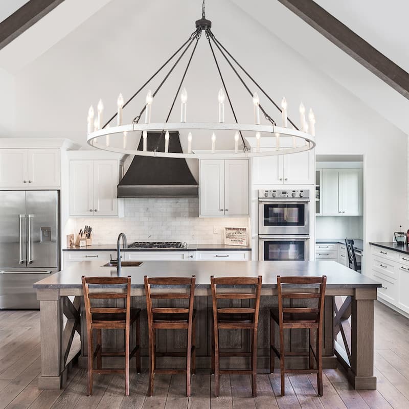 24-Light 51.97-inch Dimmable Round Wagon Wheel Chandelier for Dining Room
