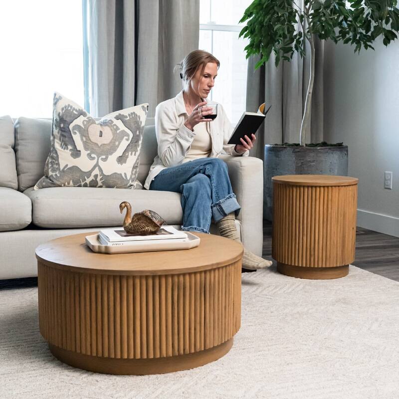 Maven Lane Dallas Round Wooden Side Table