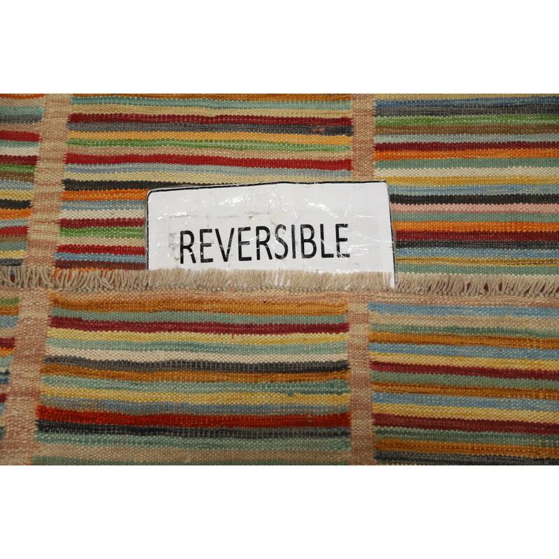 Hand Woven Oriental 100% Wool Carpet Southwestern Modern Multi-Colored Kilim Area Rug - 4' 10'' X 3' 3''