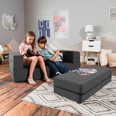 Jaxx Big Kids Convertible Sleeper Sofa & Ottoman Set