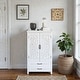 preview thumbnail 4 of 5, 27'' White Tall Storage Cabinet with Doors and Drawers, Rustic Wood Accent Pantry Sideboard Tower for Home Organization