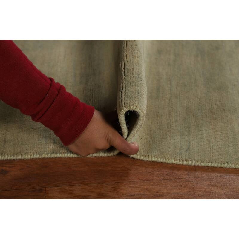 Green Modern Gabbeh Oriental Area Rug Hand-Knotted Wool Carpet - 4'11" x 6'4"