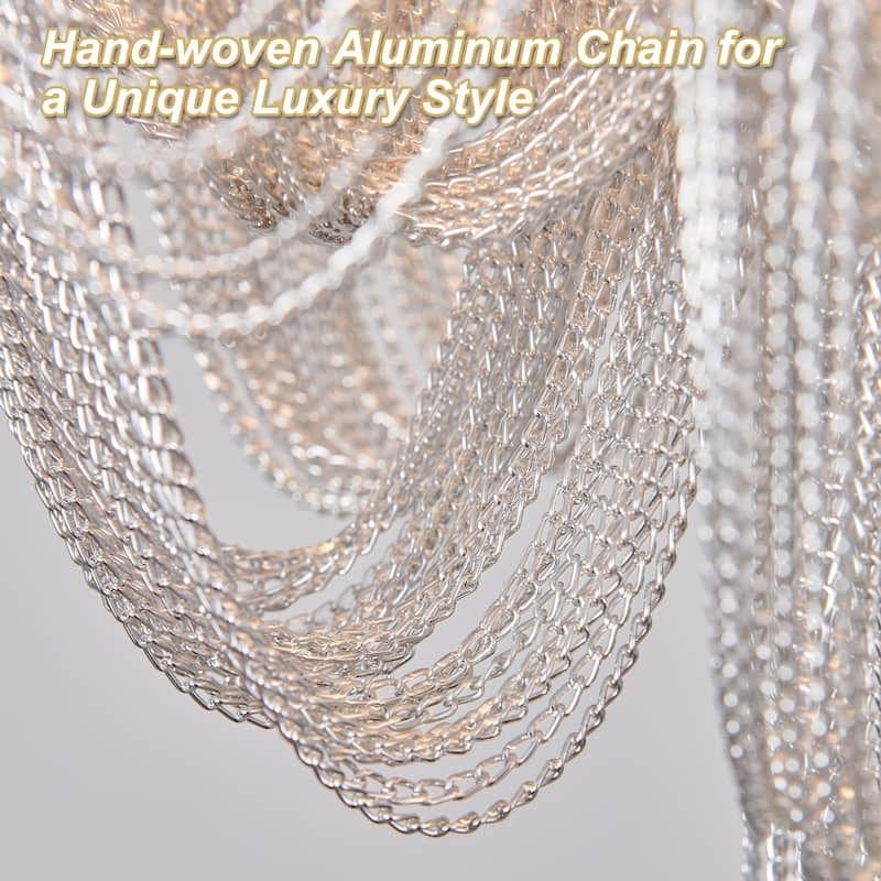 Modern 8-Light Tassel Chain Empire Chandelier With Chrome Finish