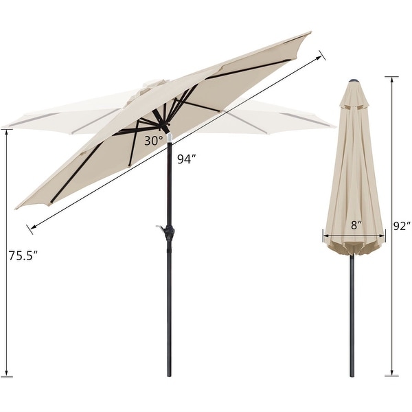 Homall 9 FT Patio Umbrella Outdoor Table Market Umbrella with Easy Push Button Tilt for Garden Deck Backyard and Pool Black