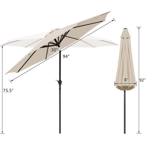 dimension image slide 9 of 8, Homall 9 FT Patio Umbrella Outdoor Table Market Umbrella with Easy Push Button Tilt for Garden Deck Backyard and Pool Black