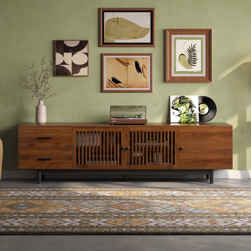78" TV Stand for TVs Up to 85", Media TV Console with Storage Cabinets and Adjustable Shelves