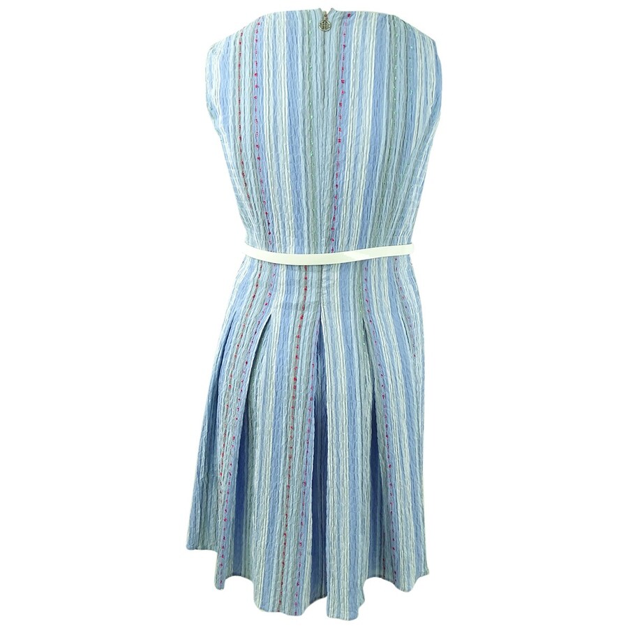 Tommy Hilfiger Women's Belted Fit & Flare Dress (18, Light Blue) -  Overstock - 41167436