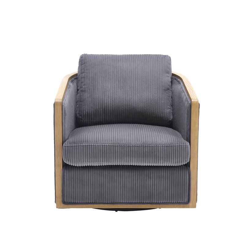 Corduroy Barrel Chair, Comfortable Living Room Accent Sofa Chair, 360 Degree Swivel Side Club Chair Leisure Arm Chair