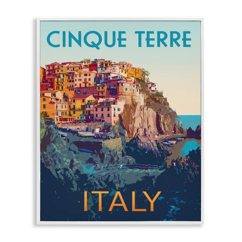 Stupell Italian Coast Cityscape Framed Giclee Art Design By Victoria Barnes - 16 x 20 - White