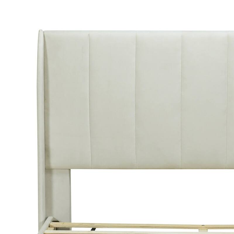 Classic Velvet Upholstered Platform Bed with Centre Support Legs