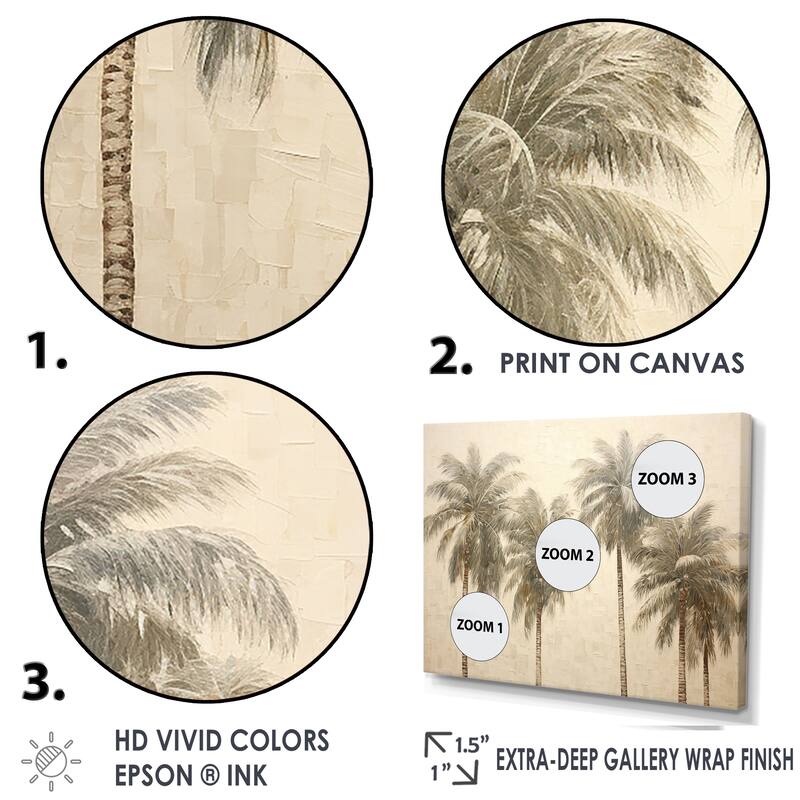 Designart "Minimalism Vintage Tropical Tranquility Palm Trees I" Palms & Palm Trees Wall Art