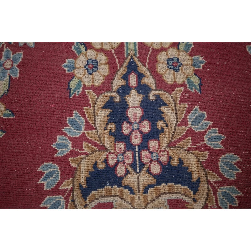Vintage Kerman Persian Large Vintage Area Rug Hand-Knotted Wool Carpet - 9'8"x 15'11"