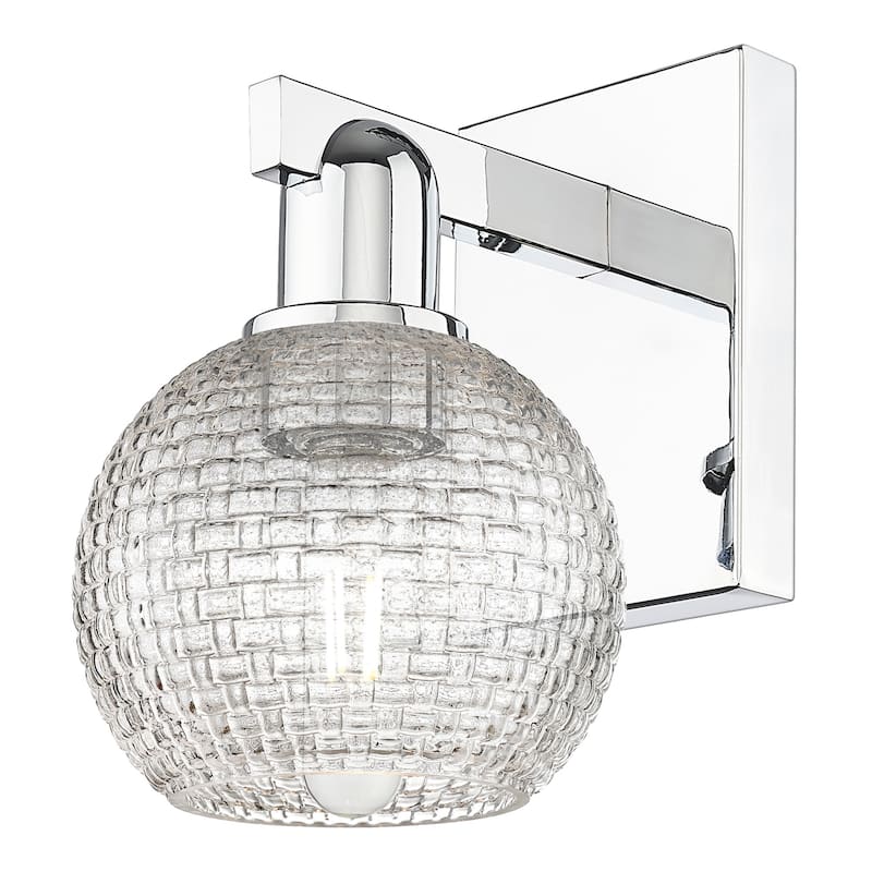 Innovations Lighting 716-1W-10-6 Athens Sconce Athens 10" Tall Wall - Polished Chrome / Clear Basketweave