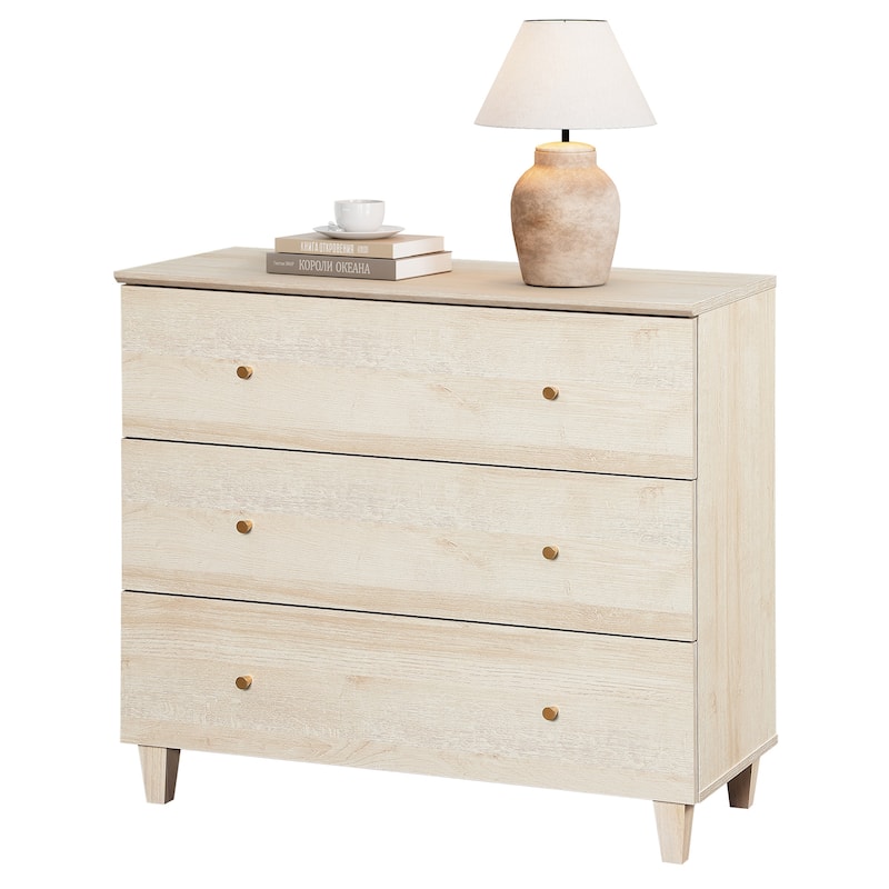 WAMPAT 3 Drawer Nightstand for Bedroom, 35 Inches Wide