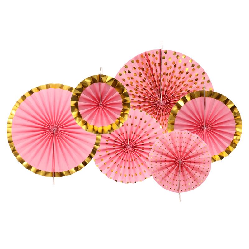 Hanging Paper Fans Set Paper Decorations for Party Birthday 6pcs