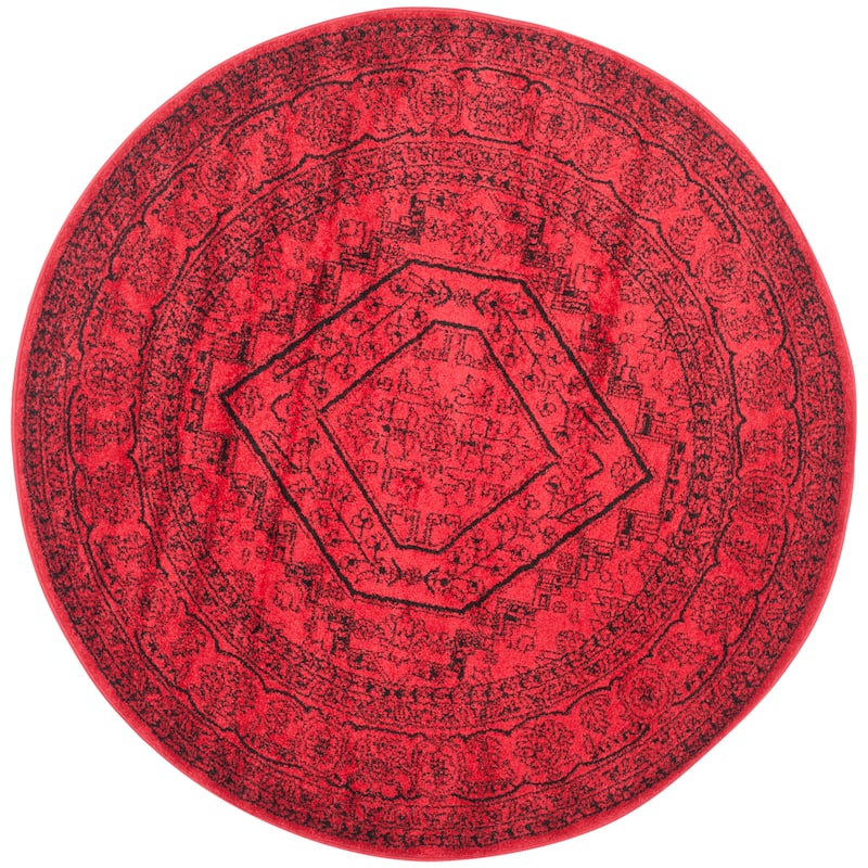 SAFAVIEH Adirondack Cheyenne Rustic Oriental Medallion Rug - 6' Round - Red/Black