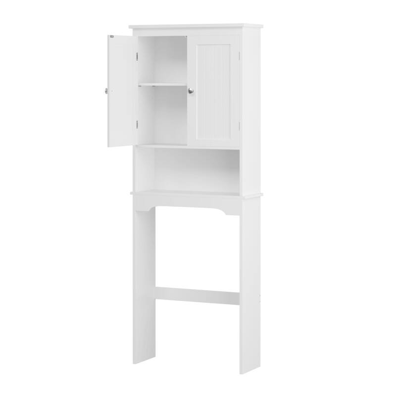 Anmytek White Over Toilet Storage Cabinet Bathroom Organizer with Shelves Space Saving Cabinet Organizer