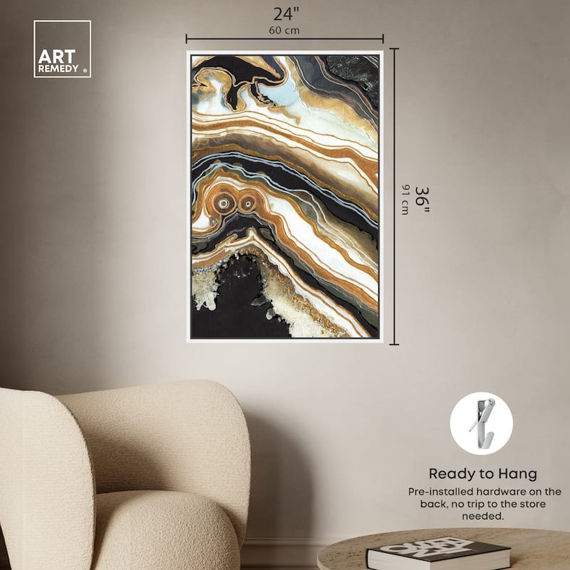 Art Remedy Black And Gold Ii Framed Mineral, Agate & Geode 1 Piece Canvas Wall Art