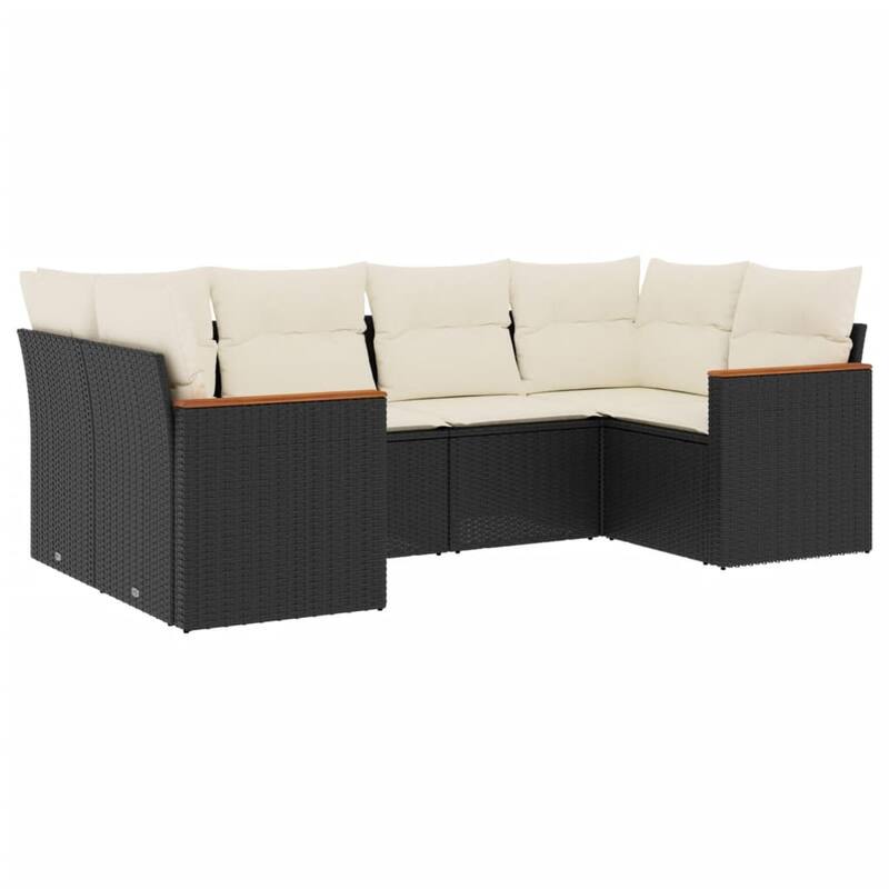 vidaXL Patio Sofa Set with Cushions Outdoor Furniture 6 Piece Poly Rattan - 24.4 x 24.4 x 27.2 in