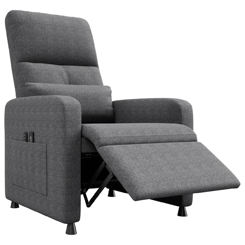 Adjustable Electric Linen Power Recliner Chair, Single Sofa with 2 Side Pockets and USB Port - Grey