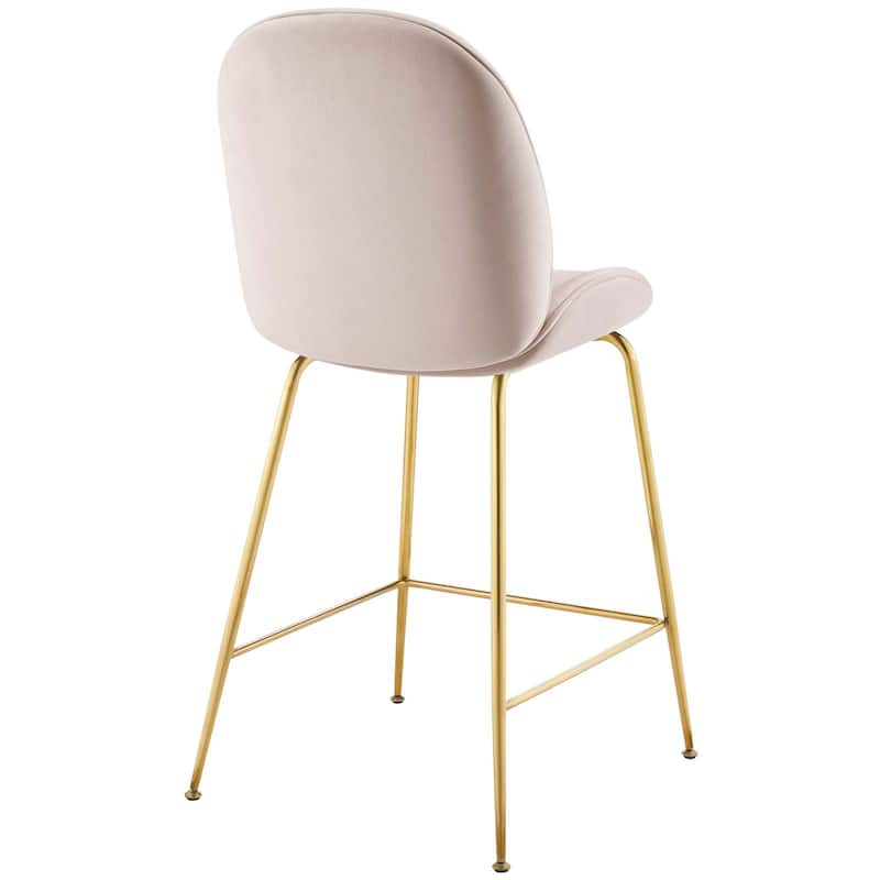 Scoop Gold Stainless Steel Leg Performance Velvet Counter Stool - N/A