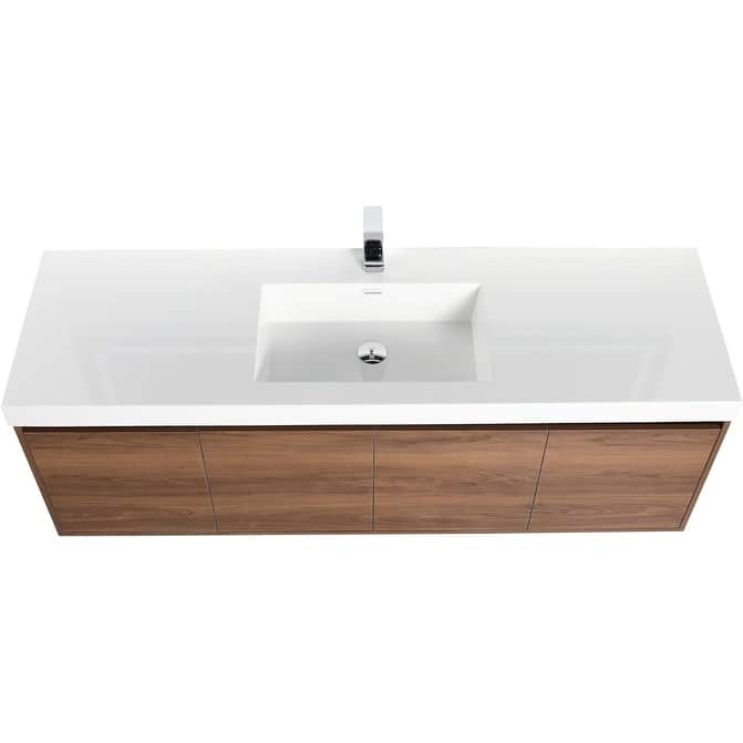 Blossom 60" Wall Mount Vanity with Single Acrylic Sink, Modern Design