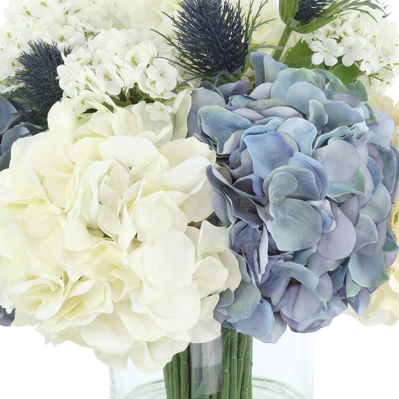 Classic Hydrangea Arrangement with Thistle and Viburnum