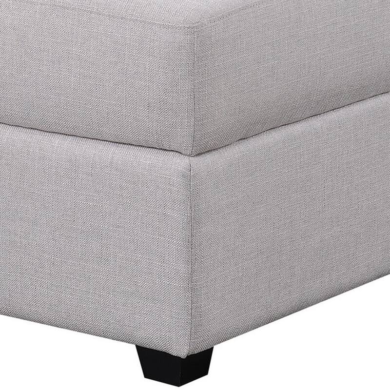 Storage Ottoman with Fabric Upholstery and Tapered Legs, Gray