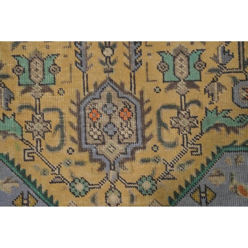 Hand Knotted Oriental 100% Wool Carpet Traditional Floral Yellow & Gold Tabriz Area Rug - 9' 4'' X 6' 5''