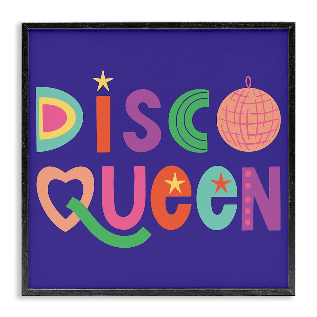 Stupell Disco Queen with Retro Letters Framed Giclee Art Design By Sazerelli Designs