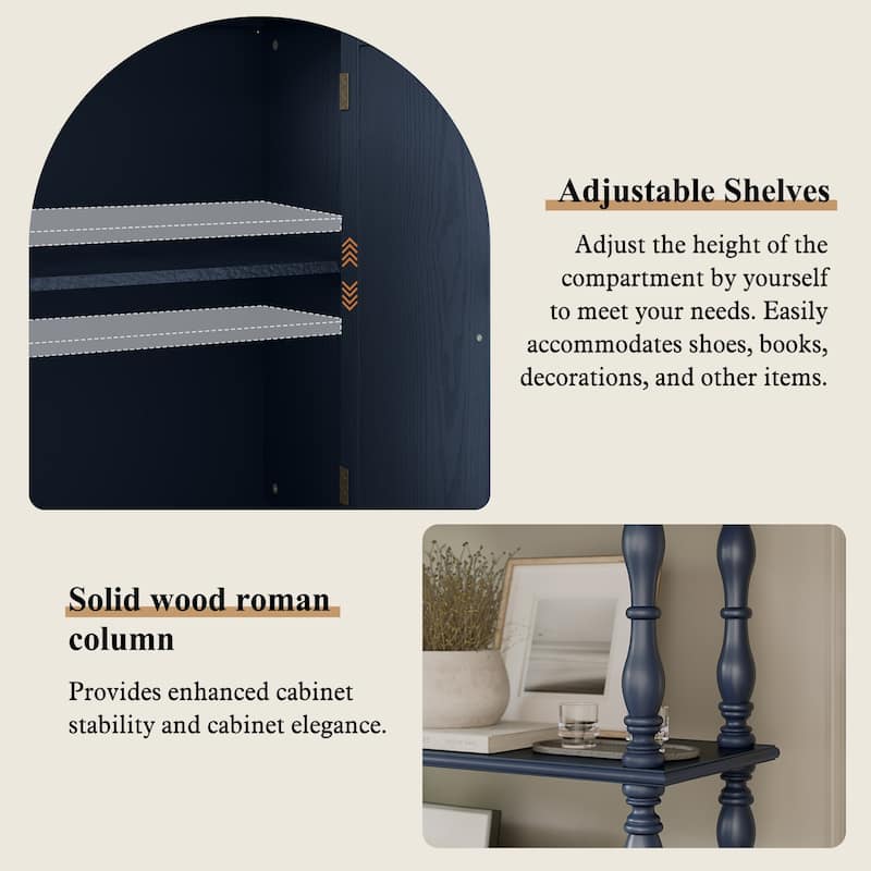 77" Tall Bookshelf with Cabinet, Freestanding Storage Cabinet