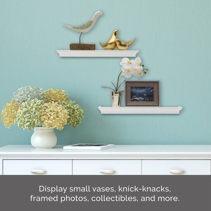 Melannco Set of 2 Traditional Wall Shelves, 20 Inch, White