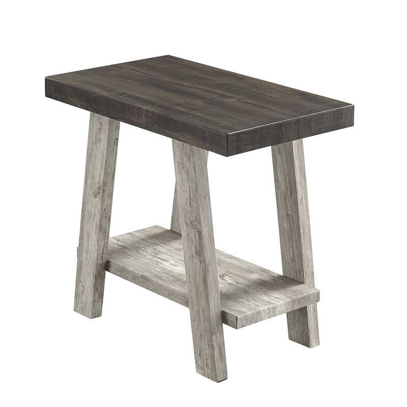 23.5" Modern Rectangular Side Table with Storage Shelf and Splayed Legs for Living Room or Bedroom