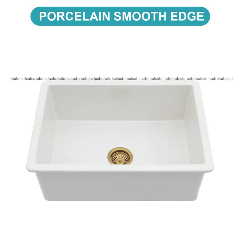 27x19x10 Undermount Single Bowl Fireclay Kitchen Sink Dual Mount White Porcelain Rectangular Deep Single Bowl Sink Basin