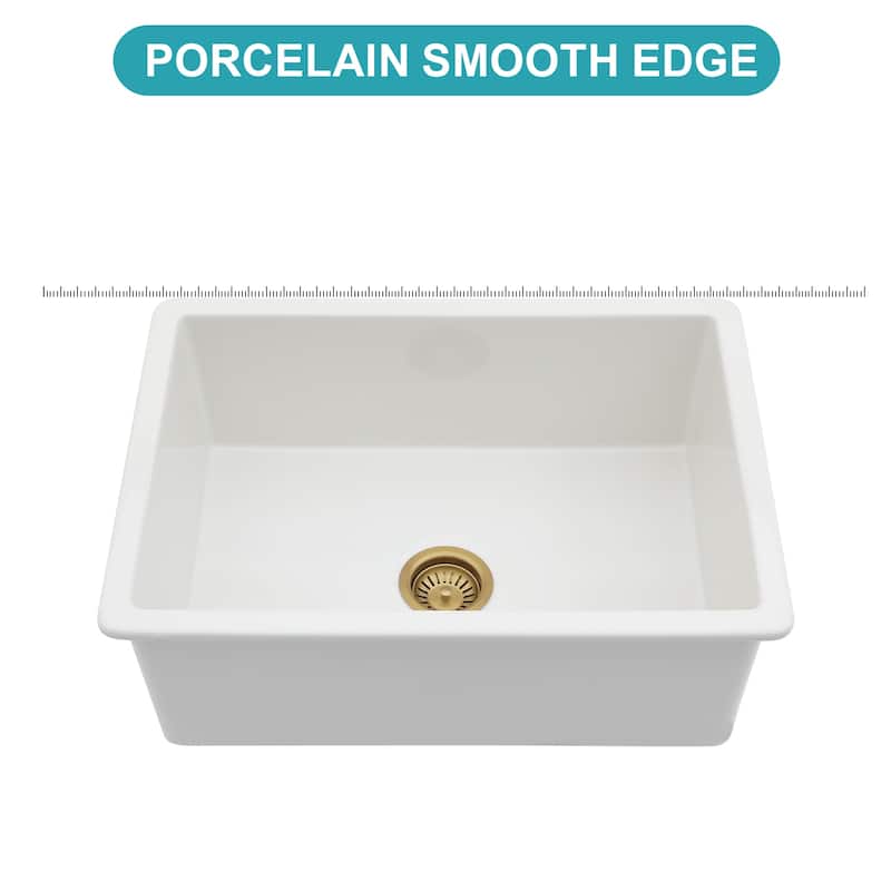 Undermount Single Bowl Fireclay Kitchen Sink - Dual Mount White Porcelain Fireclay Rectangular Deep Single Bowl Sink Basin